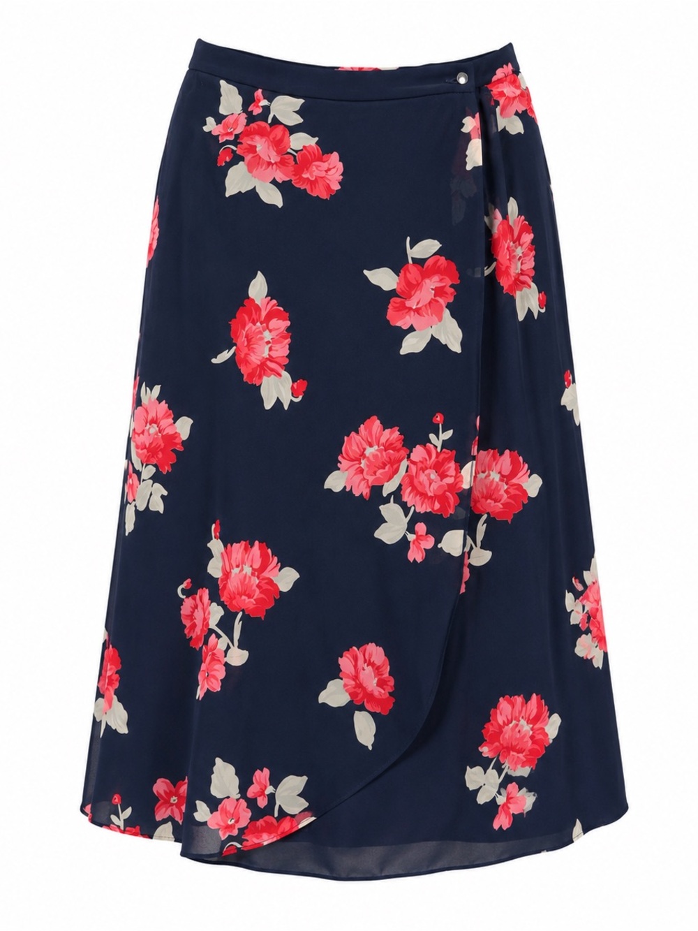 Liz Claiborne Navy Maxi Skirt with Coral Pink Floral Print